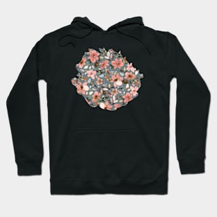 Tropical flowers-Pink gray Hoodie